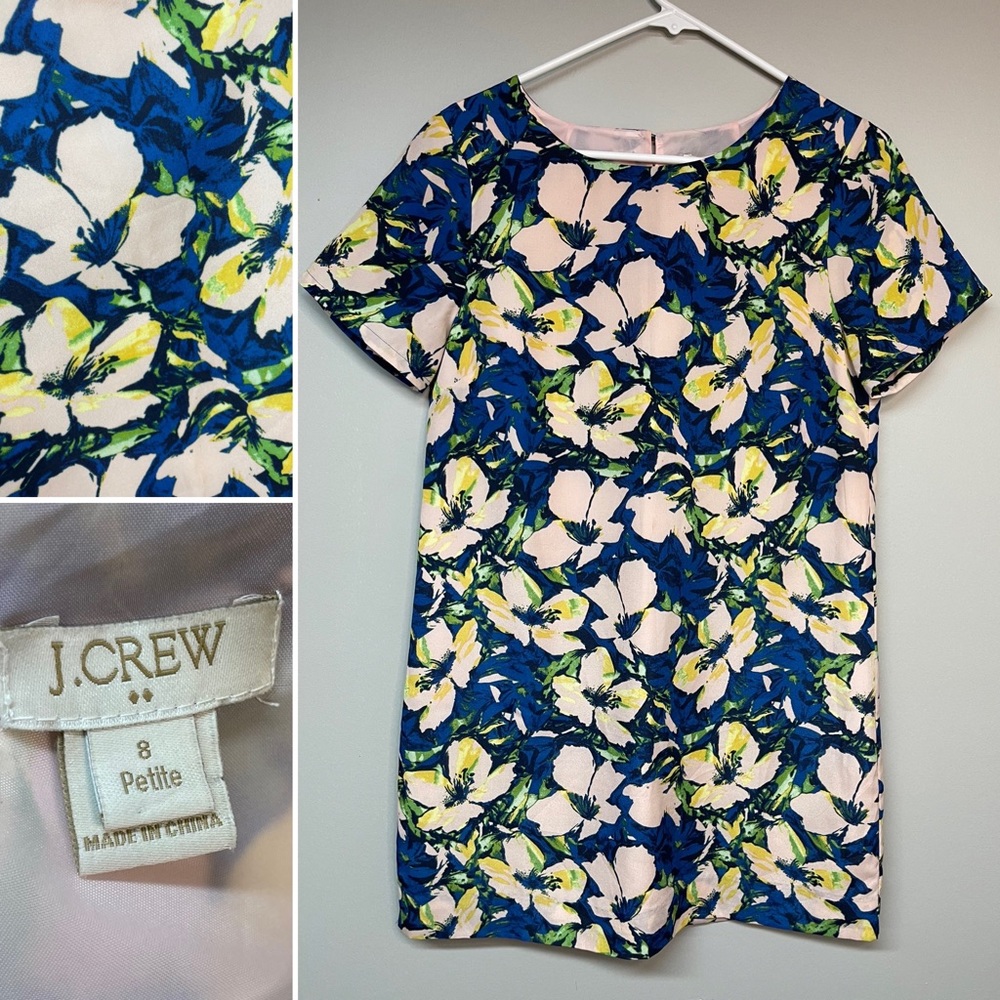 J. Crew Blue Floral Shift Dress size 8P